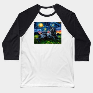 Laying Black Labrador Starry Night Baseball T-Shirt